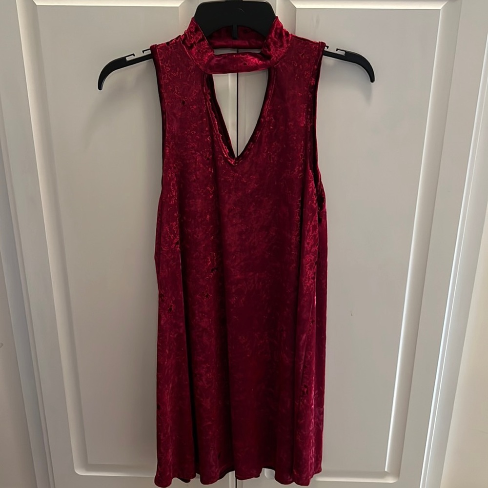 Altar'd State size small red faux velvet sleeveless dress cutout back and chest